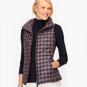 Talbots Down Puffer Vest in Holiday Plaid